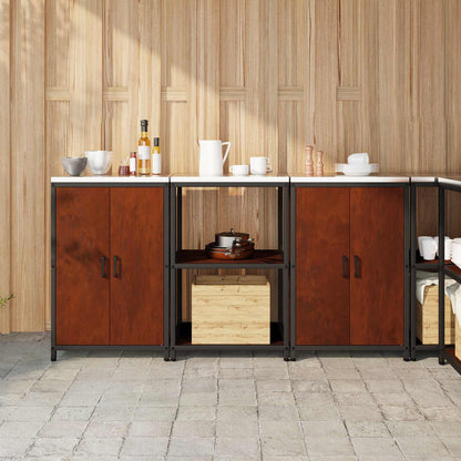 vidaXL Kitchen Storage Set HATTEM 3 pcs Rusty Steel