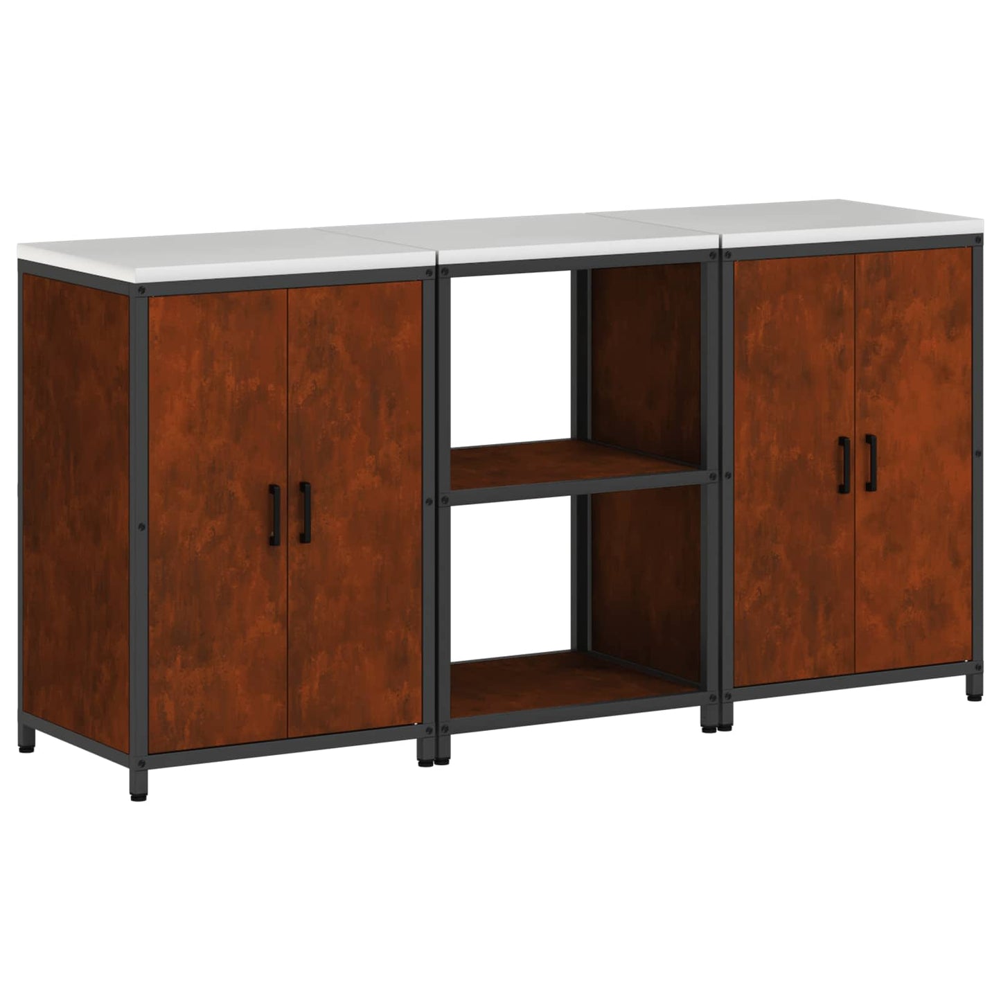 vidaXL Kitchen Storage Set HATTEM 3 pcs Rusty Steel