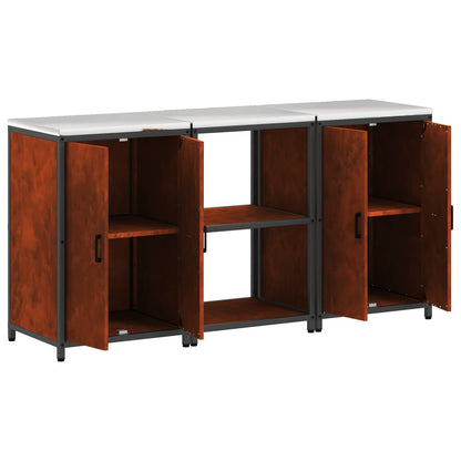 vidaXL Kitchen Storage Set HATTEM 3 pcs Rusty Steel