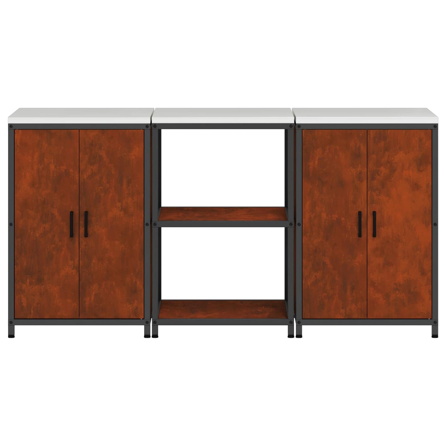 vidaXL Kitchen Storage Set HATTEM 3 pcs Rusty Steel