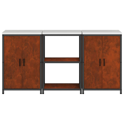 vidaXL Kitchen Storage Set HATTEM 3 pcs Rusty Steel