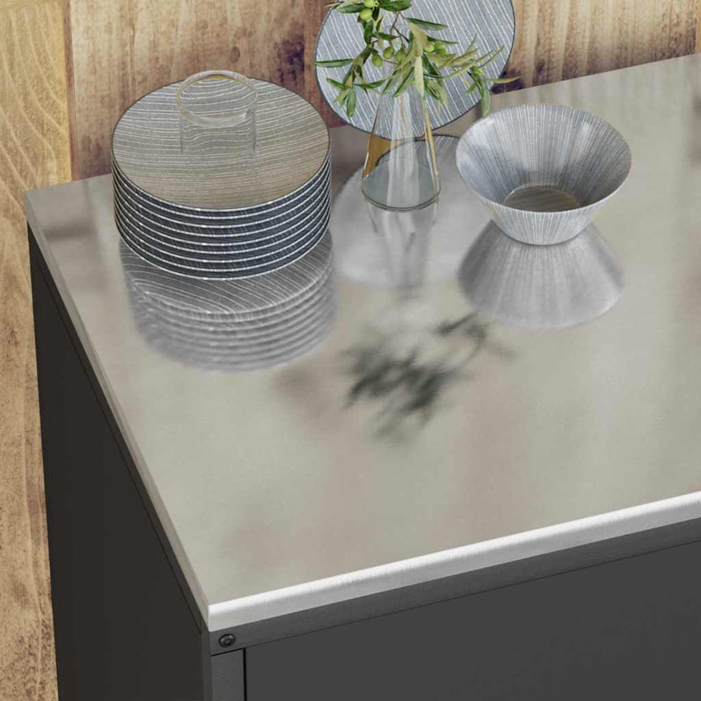 vidaXL Kitchen Storage Set HATTEM 3 pcs Black Cold-rolled Steel