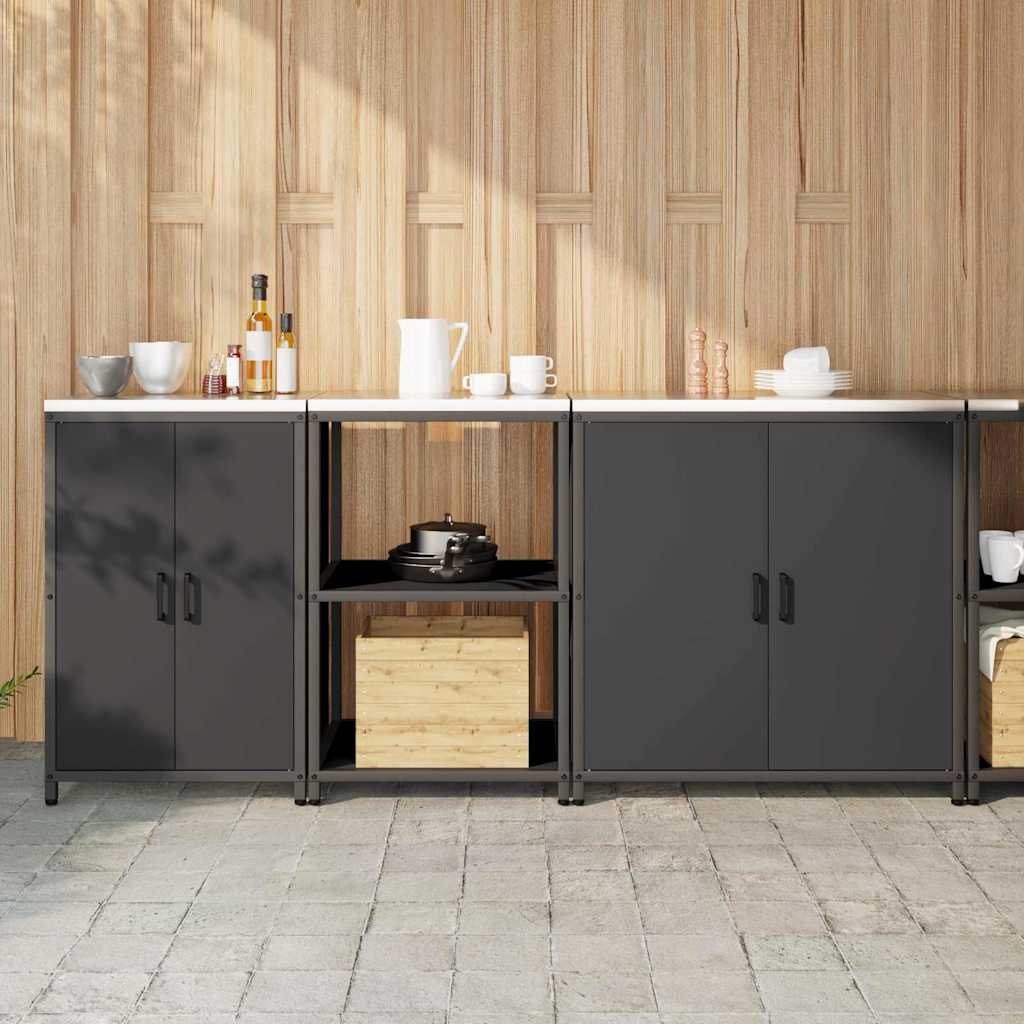 vidaXL Kitchen Storage Set HATTEM 3 pcs Black Cold-rolled Steel