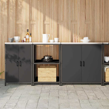 vidaXL Kitchen Storage Set HATTEM 3 pcs Black Cold-rolled Steel