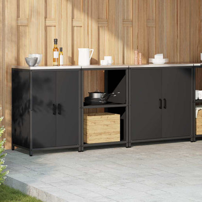 vidaXL Kitchen Storage Set HATTEM 3 pcs Black Cold-rolled Steel