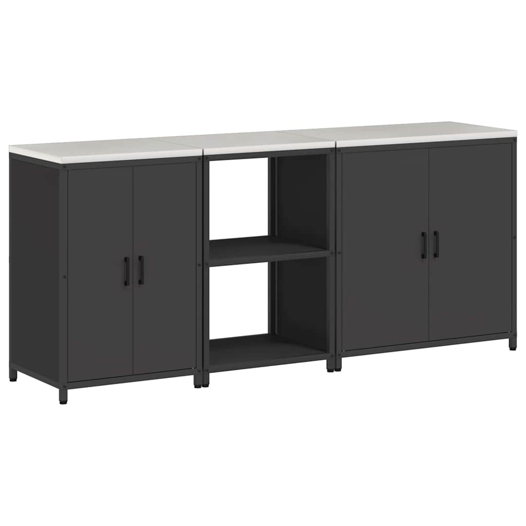 vidaXL Kitchen Storage Set HATTEM 3 pcs Black Cold-rolled Steel