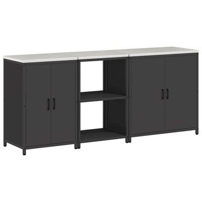 vidaXL Kitchen Storage Set HATTEM 3 pcs Black Cold-rolled Steel