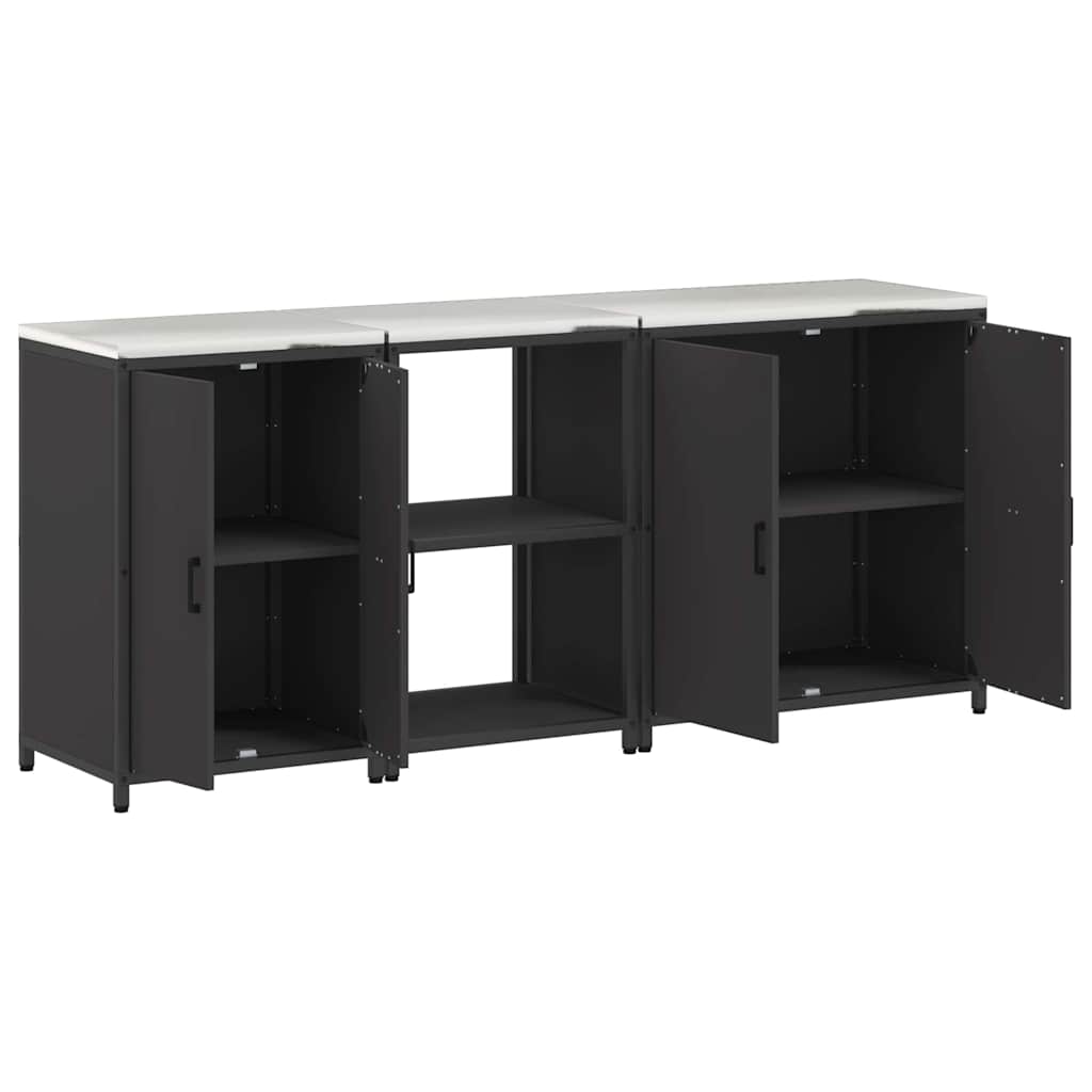 vidaXL Kitchen Storage Set HATTEM 3 pcs Black Cold-rolled Steel