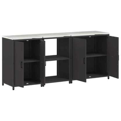 vidaXL Kitchen Storage Set HATTEM 3 pcs Black Cold-rolled Steel