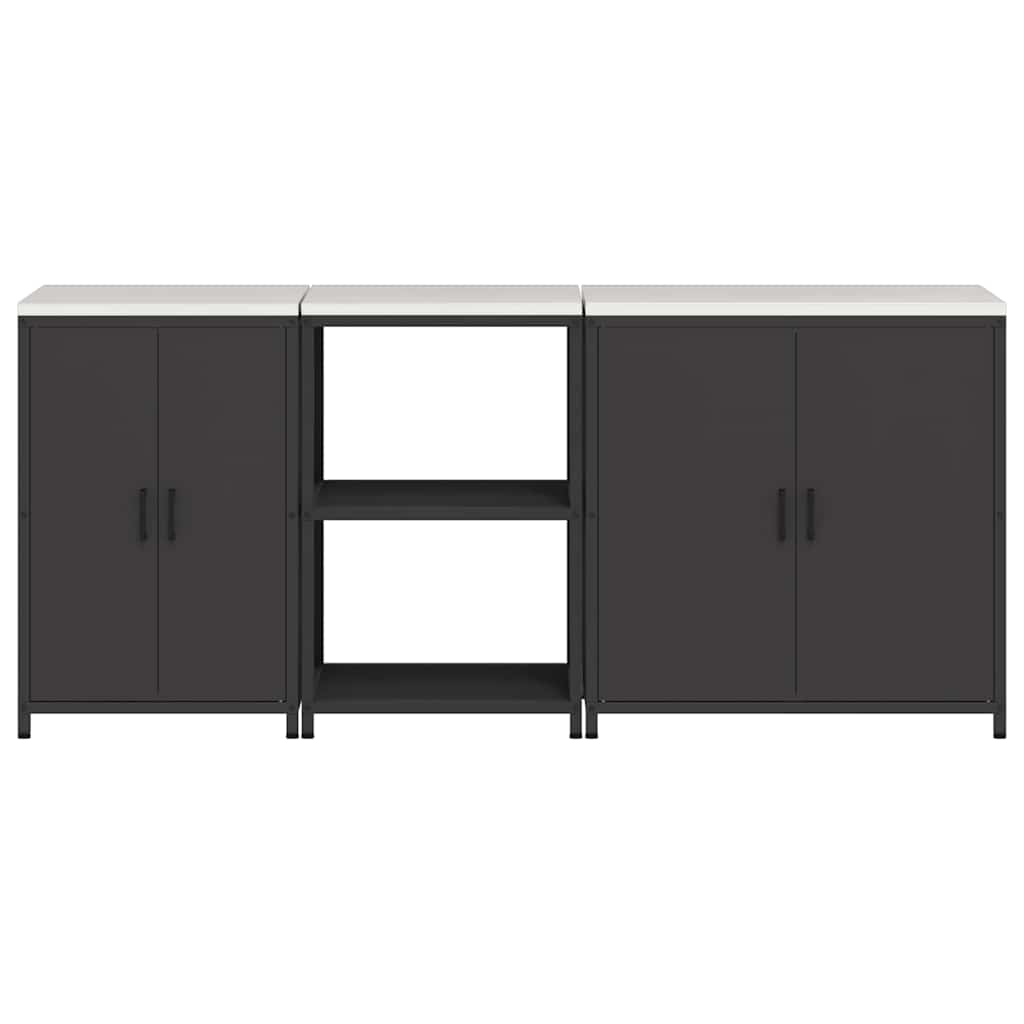 vidaXL Kitchen Storage Set HATTEM 3 pcs Black Cold-rolled Steel
