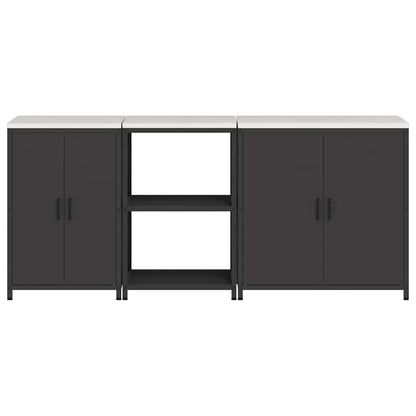 vidaXL Kitchen Storage Set HATTEM 3 pcs Black Cold-rolled Steel