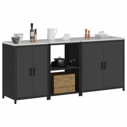 vidaXL Kitchen Storage Set HATTEM 3 pcs Black Cold-rolled Steel