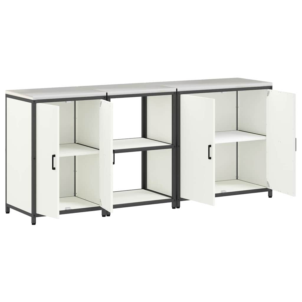 vidaXL Kitchen Storage Set HATTEM 3 pcs White Cold-rolled Steel