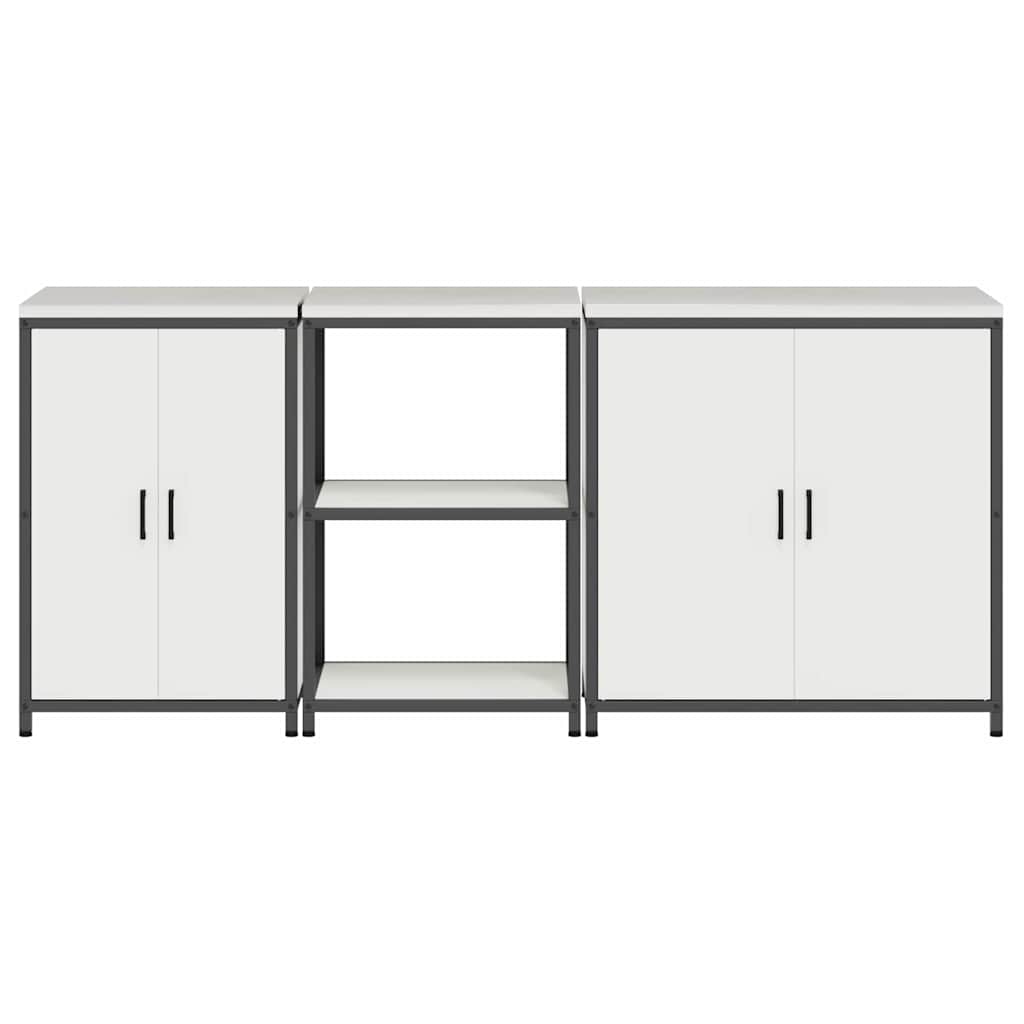 vidaXL Kitchen Storage Set HATTEM 3 pcs White Cold-rolled Steel