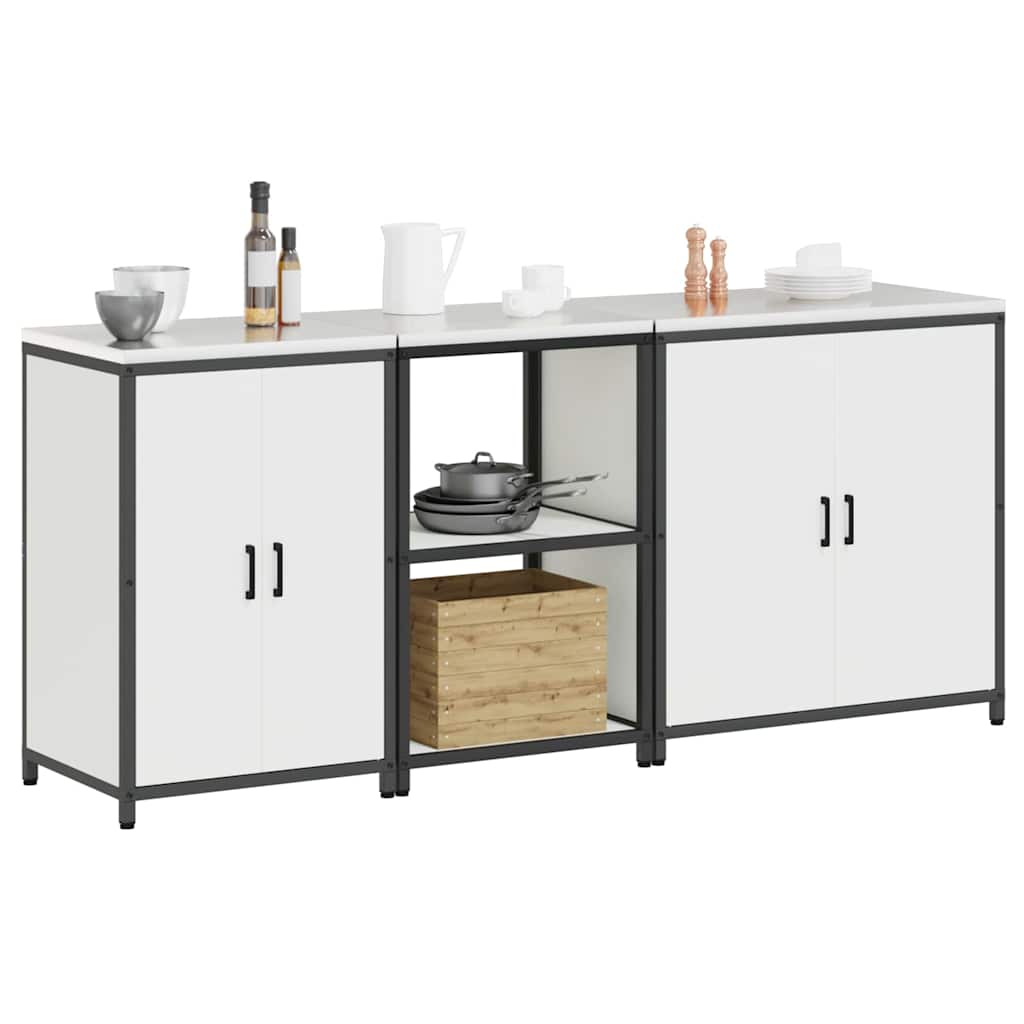vidaXL Kitchen Storage Set HATTEM 3 pcs White Cold-rolled Steel