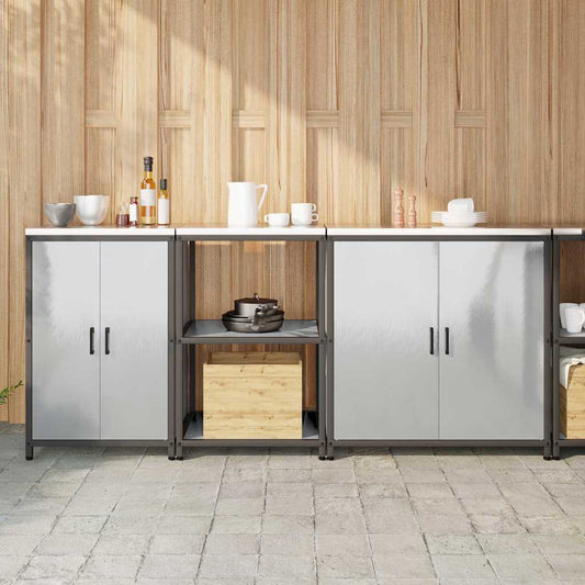 vidaXL Kitchen Storage Set HATTEM 3 pcs Silver Stainless Steel