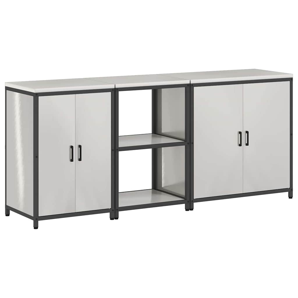 vidaXL Kitchen Storage Set HATTEM 3 pcs Silver Stainless Steel
