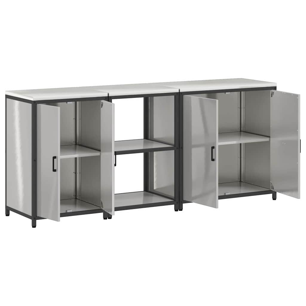 vidaXL Kitchen Storage Set HATTEM 3 pcs Silver Stainless Steel