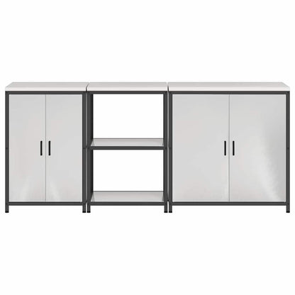 vidaXL Kitchen Storage Set HATTEM 3 pcs Silver Stainless Steel
