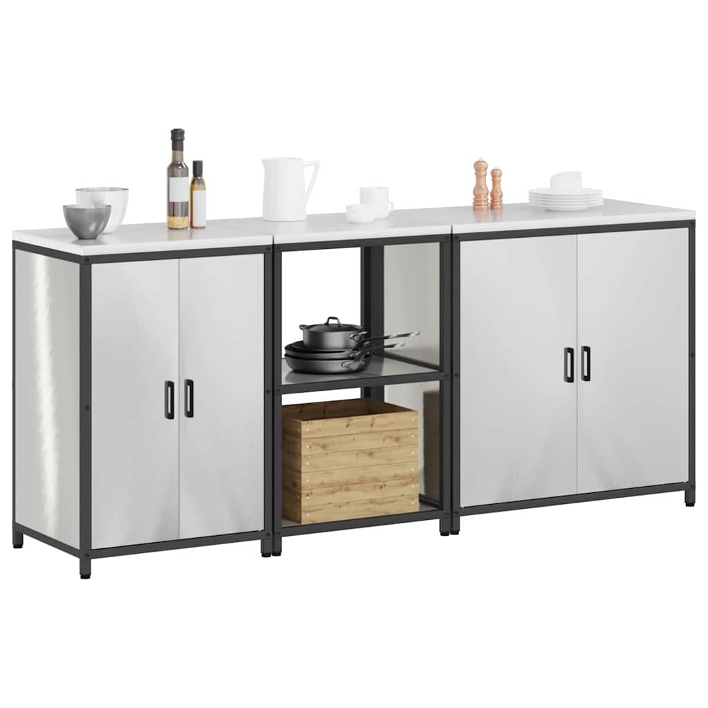 vidaXL Kitchen Storage Set HATTEM 3 pcs Silver Stainless Steel