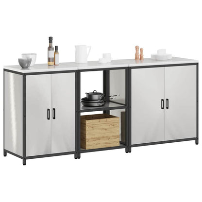 vidaXL Kitchen Storage Set HATTEM 3 pcs Silver Stainless Steel