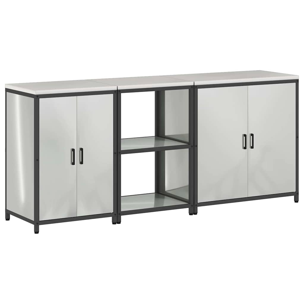 vidaXL Kitchen Storage Set HATTEM 3 pcs Silver Galvanised Steel