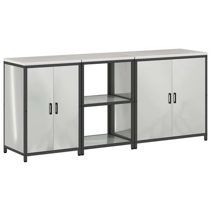 vidaXL Kitchen Storage Set HATTEM 3 pcs Silver Galvanised Steel
