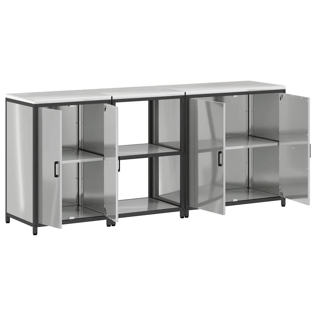 vidaXL Kitchen Storage Set HATTEM 3 pcs Silver Galvanised Steel