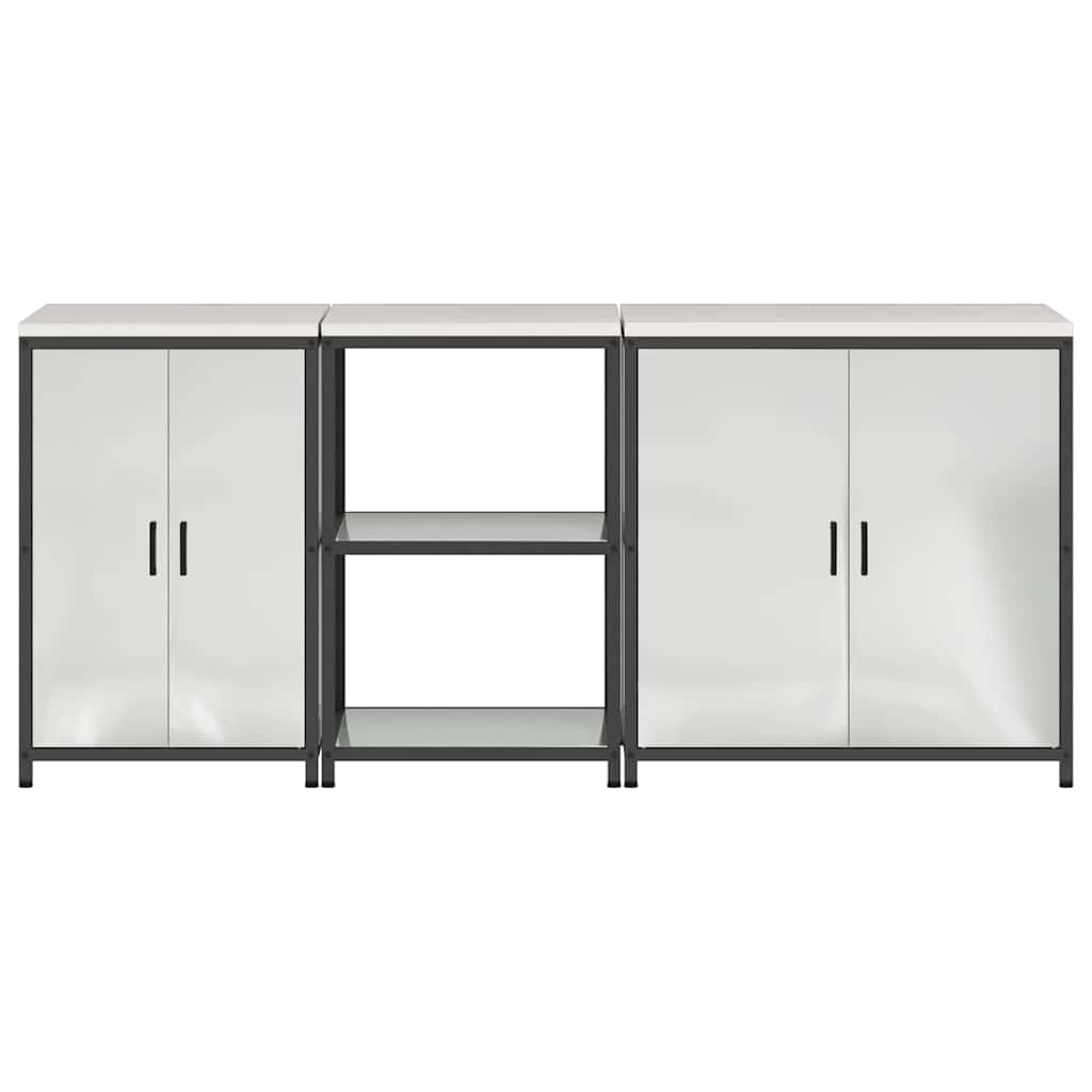 vidaXL Kitchen Storage Set HATTEM 3 pcs Silver Galvanised Steel