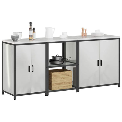 vidaXL Kitchen Storage Set HATTEM 3 pcs Silver Galvanised Steel