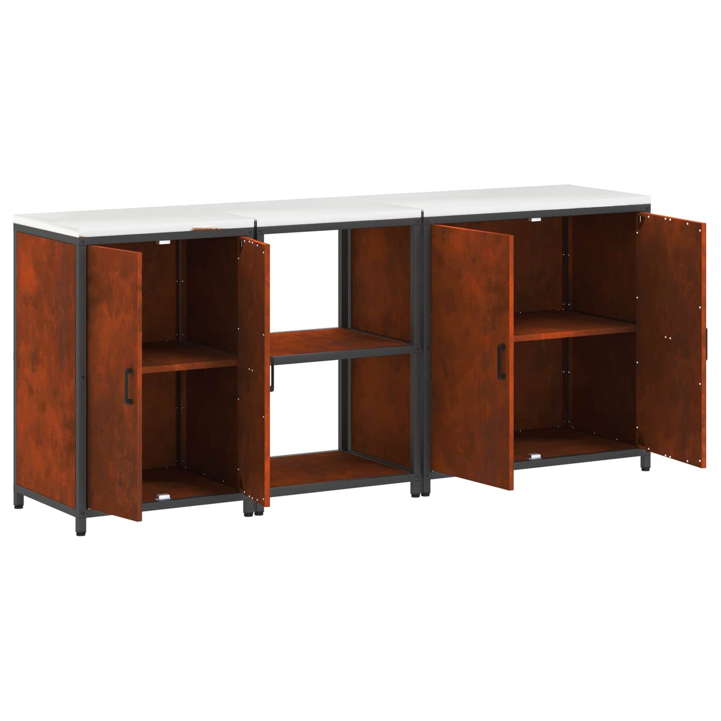 vidaXL Kitchen Storage Set HATTEM 3 pcs Rusty Steel