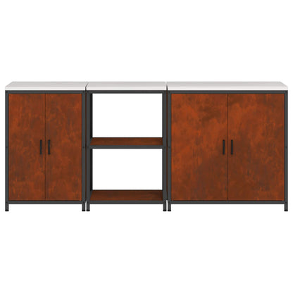 vidaXL Kitchen Storage Set HATTEM 3 pcs Rusty Steel