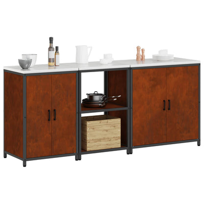 vidaXL Kitchen Storage Set HATTEM 3 pcs Rusty Steel
