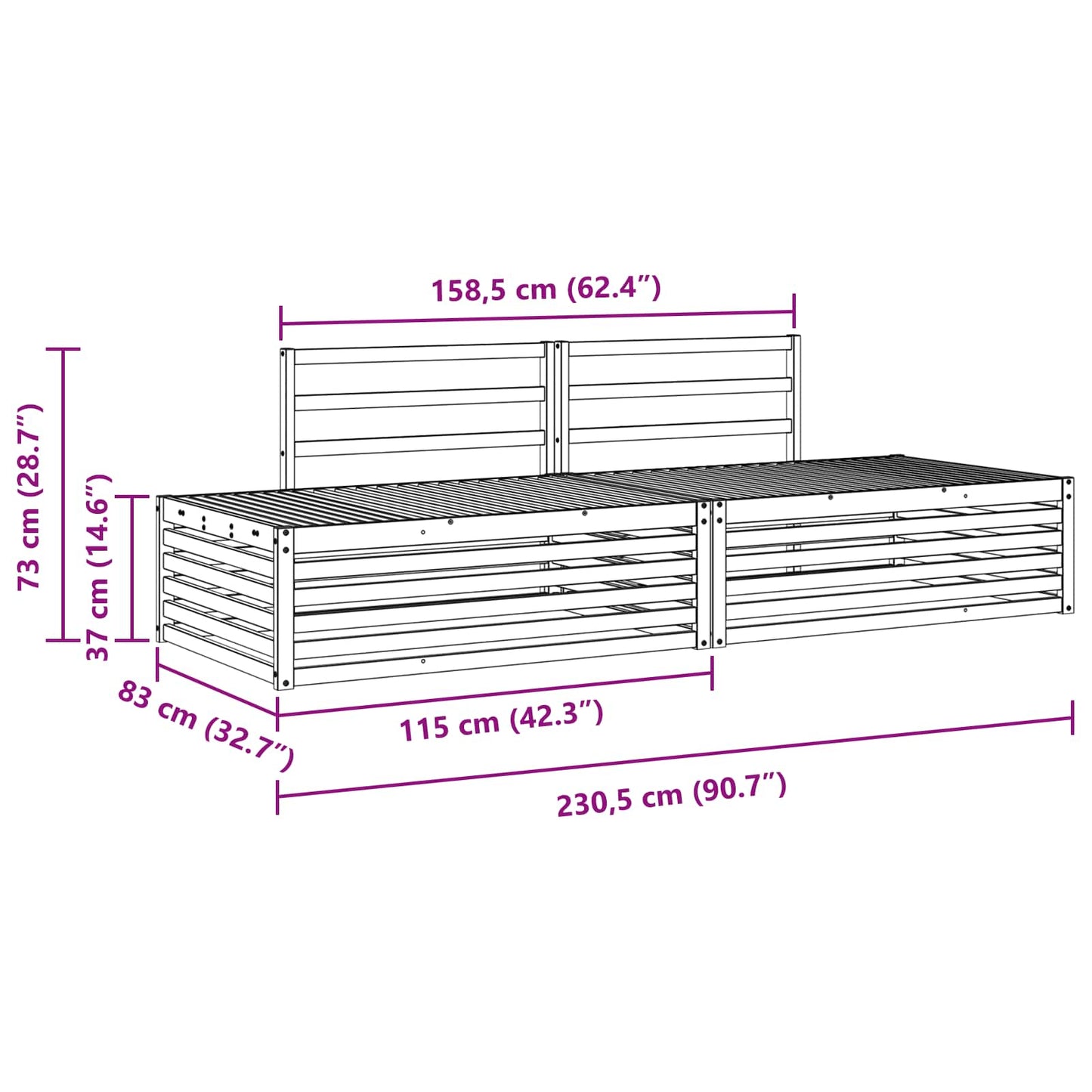 vidaXL 2 pcs Outdoor Sofa Set White