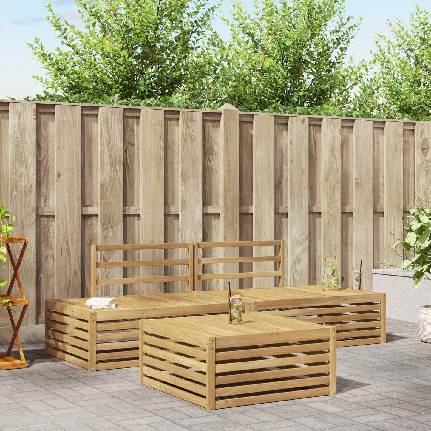 vidaXL 4 pcs Outdoor Sofa Set White