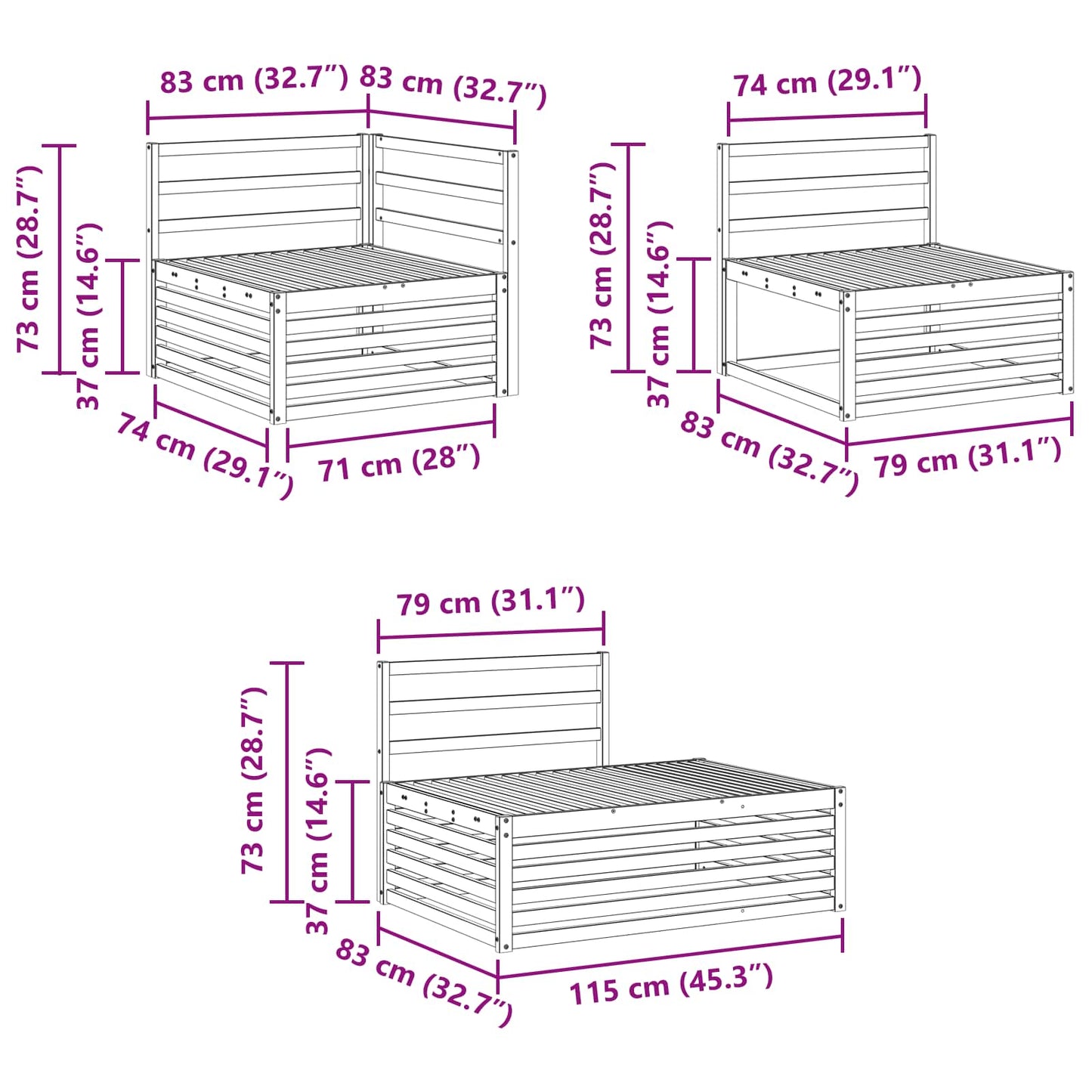 vidaXL 5 pcs Outdoor Sofa Set White
