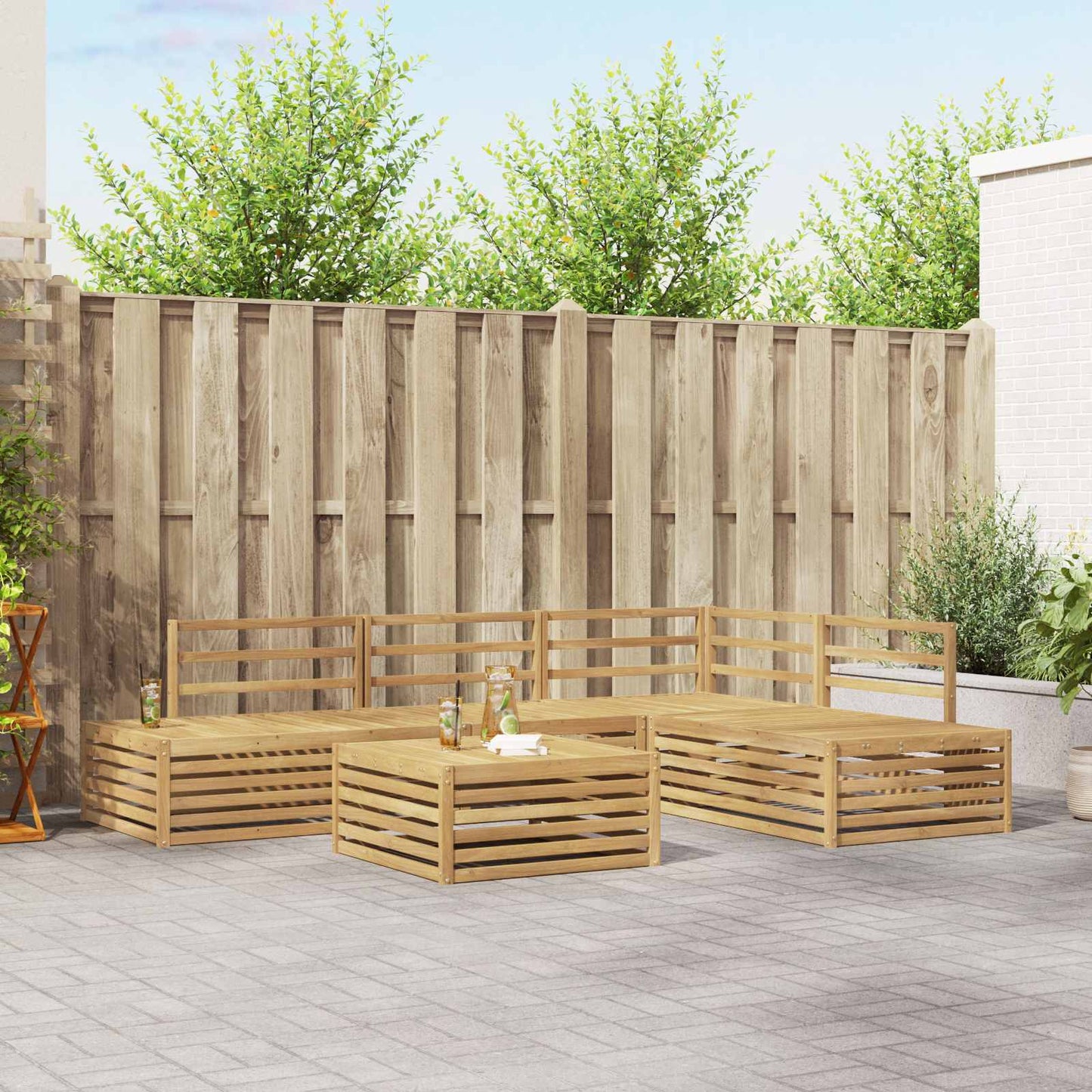 vidaXL 6 pcs Outdoor Sofa Set White