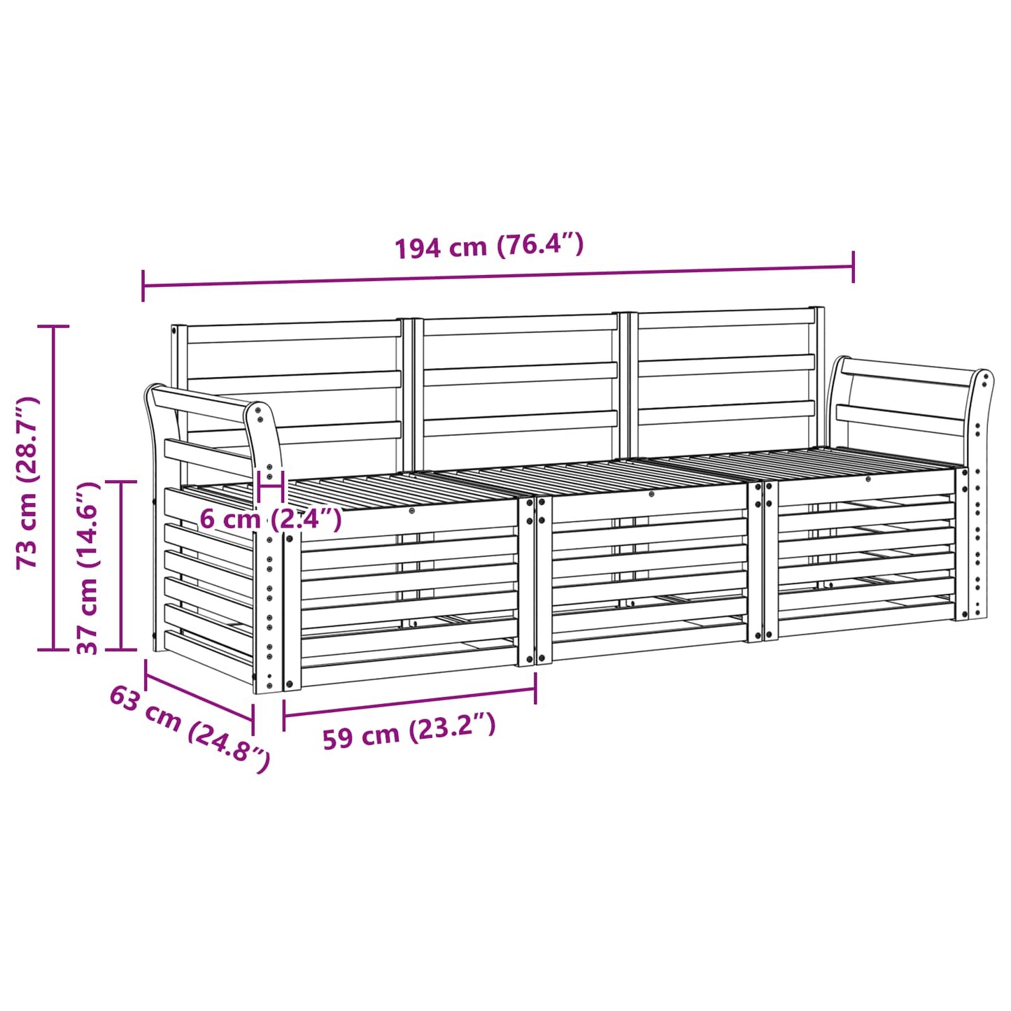 vidaXL Sofa Sets Solid Acacia Wood
