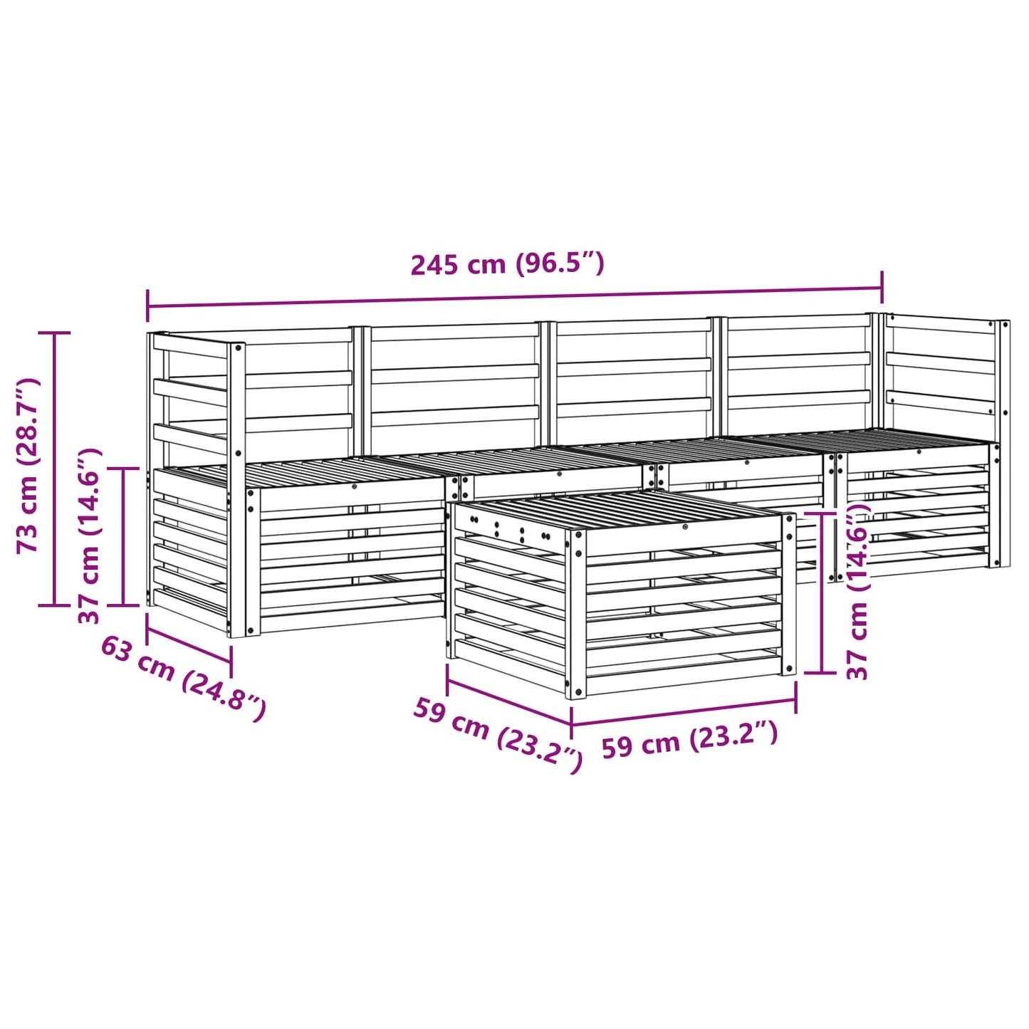 vidaXL Outdoor Sofa Set 5 pcs White Solid Acacia Wood