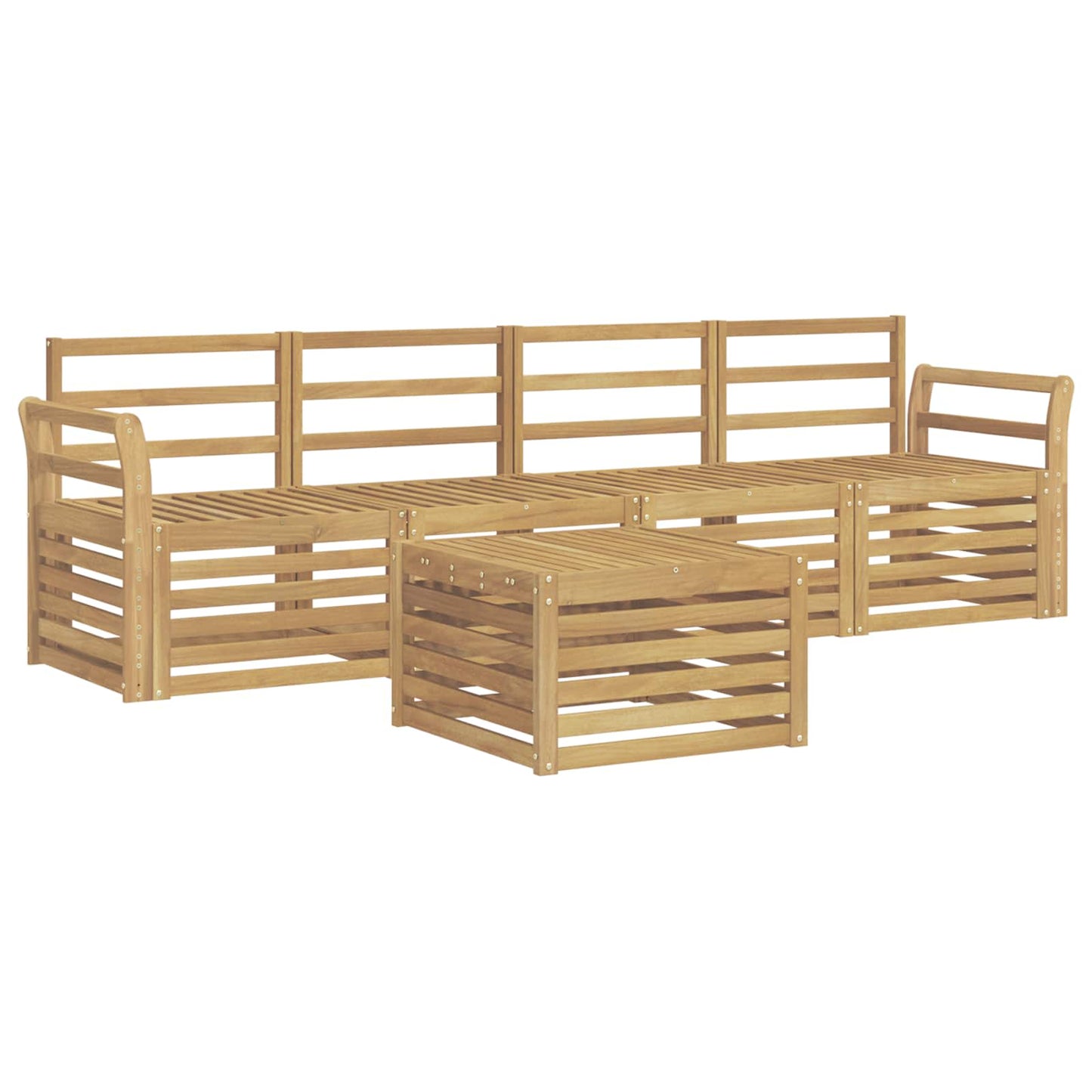 vidaXL Outdoor Sofa Set 5 pcs White Solid Acacia Wood