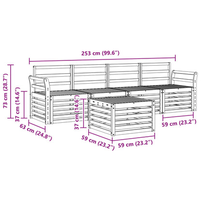 vidaXL Outdoor Sofa Set 5 pcs White Solid Acacia Wood