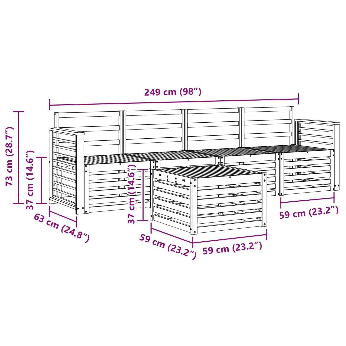 vidaXL Sofa Sets Solid Acacia Wood