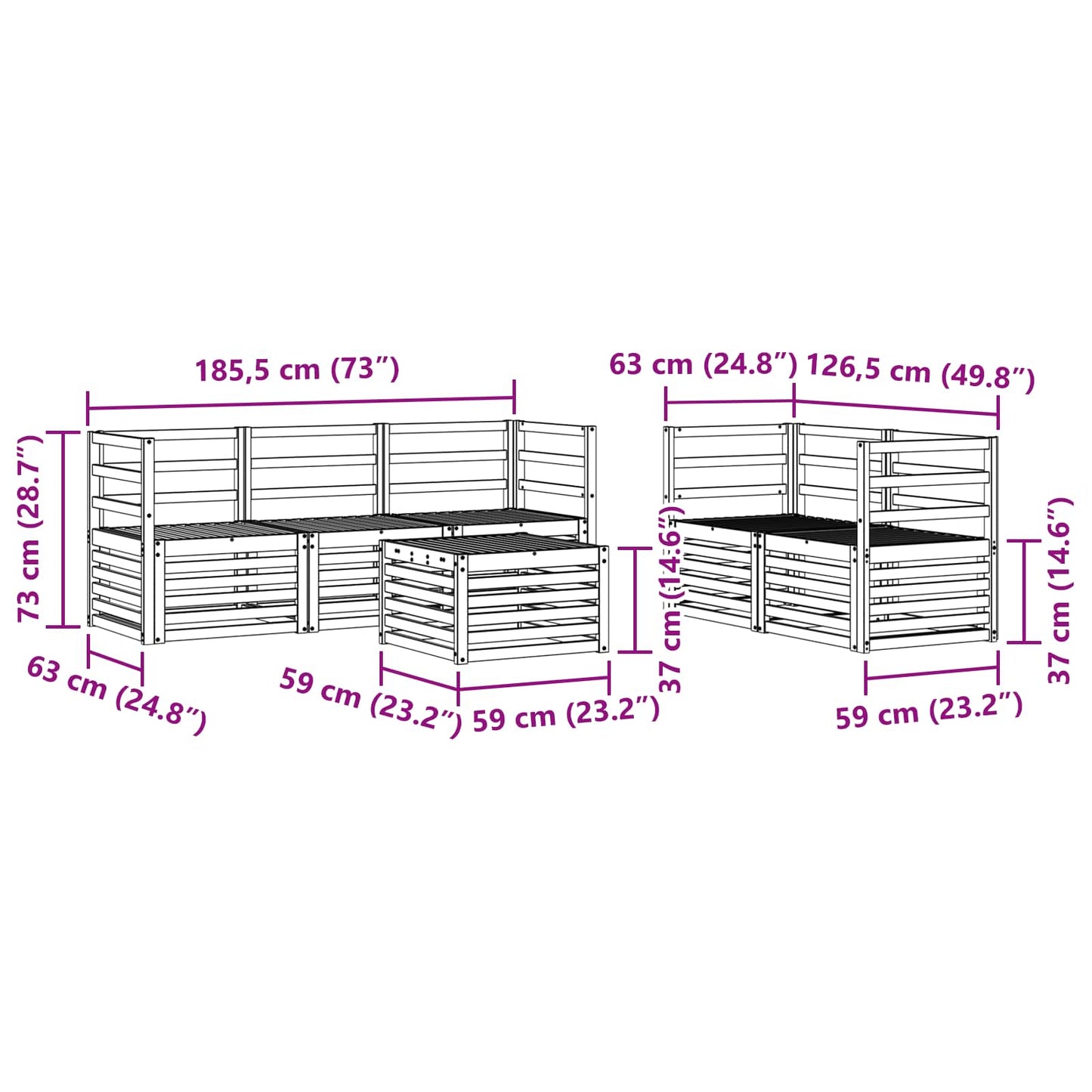 vidaXL Outdoor Sofa Set 6 pcs White Solid Acacia Wood