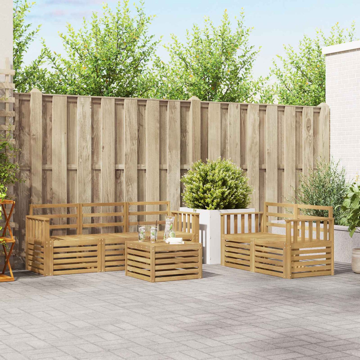 vidaXL Outdoor Sofa Set 6 pcs White Solid Acacia Wood