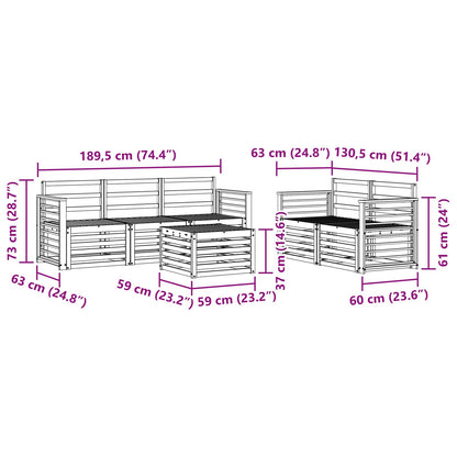 vidaXL Outdoor Sofa Set 6 pcs White Solid Acacia Wood
