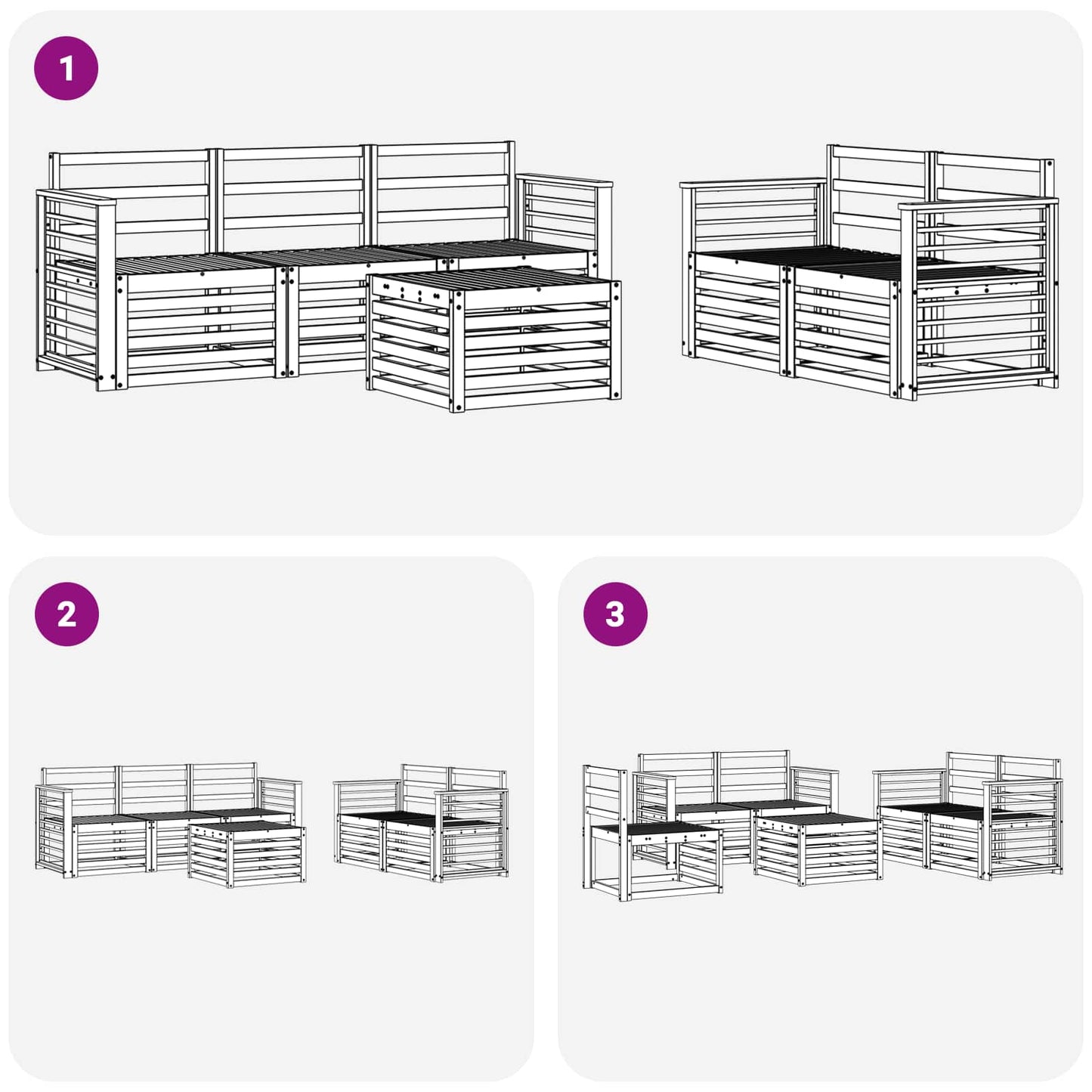 vidaXL Outdoor Sofa Set 6 pcs White Solid Acacia Wood