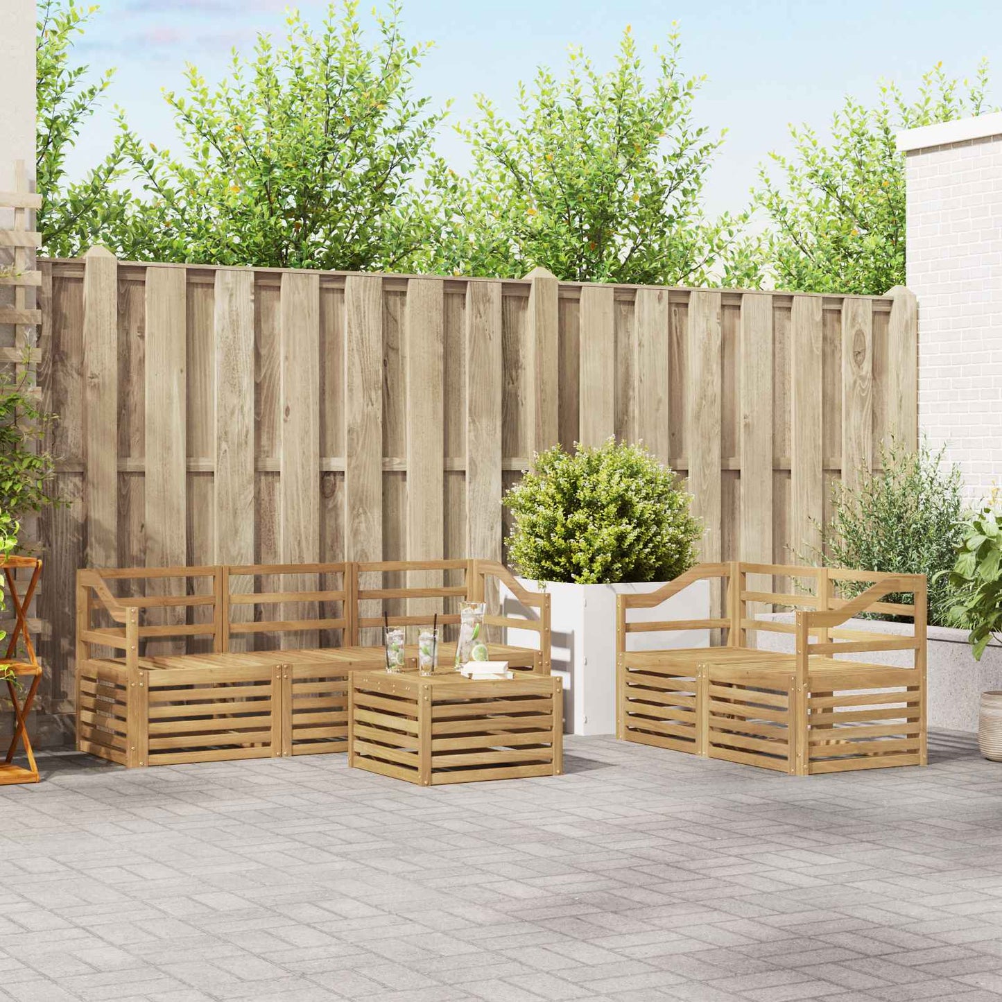 vidaXL Outdoor Sofa Set 6 pcs White Solid Acacia Wood