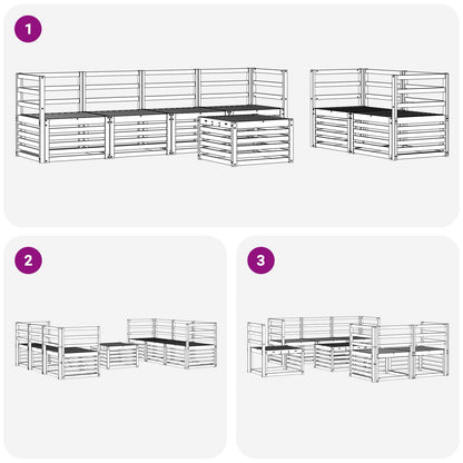 vidaXL Outdoor Sofa Set 7 pcs White Solid Acacia Wood