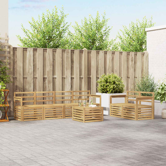 vidaXL Outdoor Sofa Set 7 pcs White Solid Acacia Wood