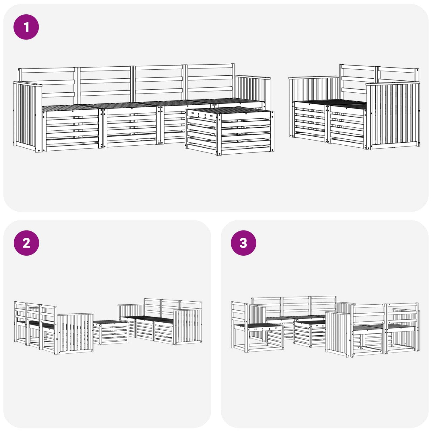 vidaXL Outdoor Sofa Set 7 pcs White Solid Acacia Wood